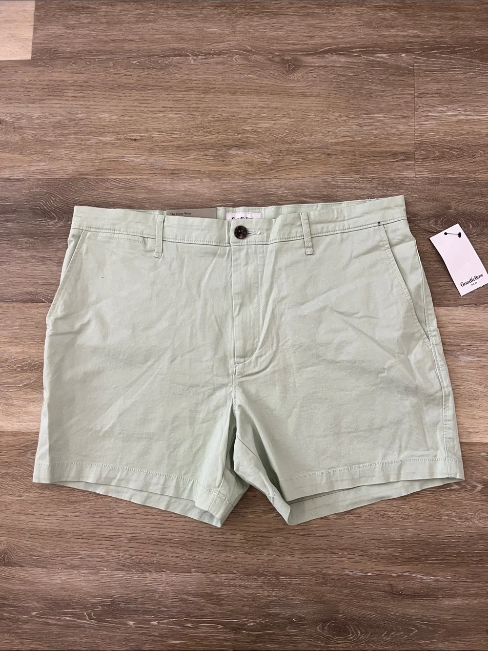 NWT Goodfellow & Co Men's Every Wear Flat Front Shorts Mint Green Size 34
